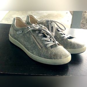 Mephisto Monia Womens Black Gray Leather  Lace-Up Low-Top Zip Sneakers Size 8